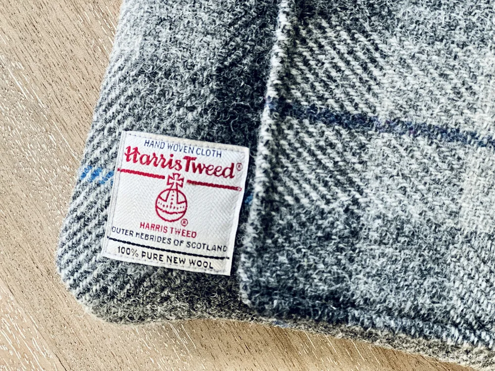 高清摄影 哈里斯粗花呢 手织布 羊毛 复古风格 服装标签 哈里斯粗花呢手织布