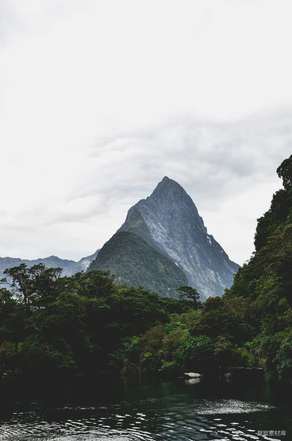 高清摄影 自然风光 山峰 森林 峡湾 新西兰 新西兰米尔福德峡湾的壮丽山峰