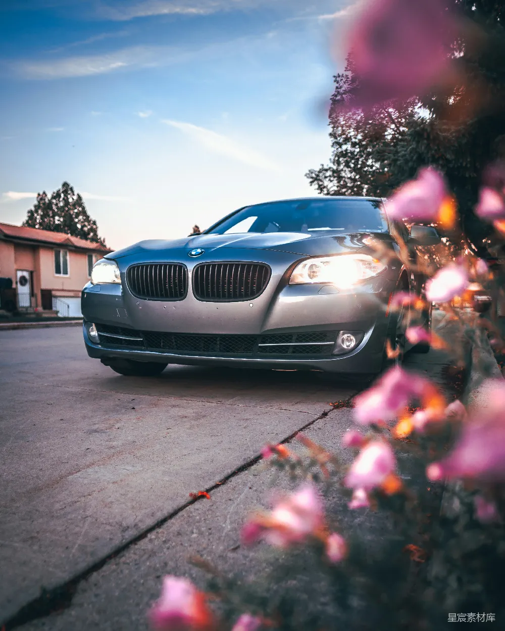 高清摄影 BMW 汽车 夕阳 花卉 城市 夕阳下的BMW