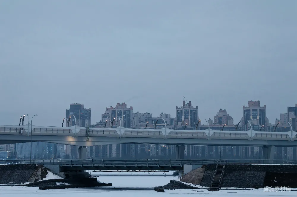 高清摄影 城市天桥 冬季风景 现代建筑 都市风光 城市规划 冬日城市天桥景观