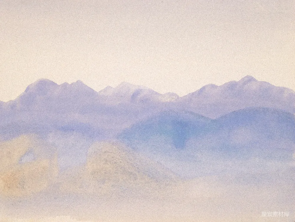 高清摄影 山景 水彩画 宁静 自然 风景 朦胧山影