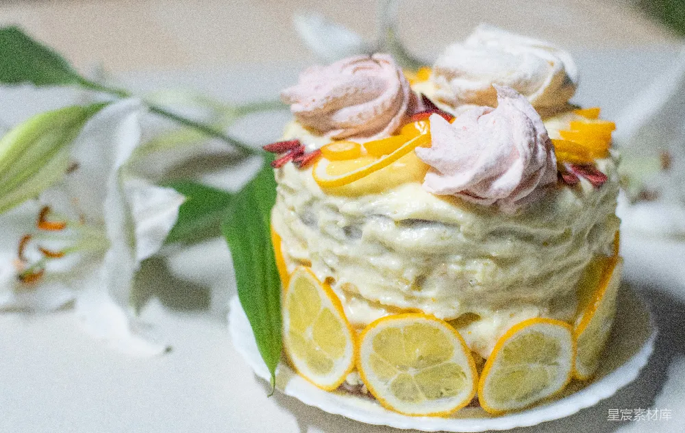 高清摄影 蛋糕 甜点 水果 装饰 节日 柠檬蛋糕