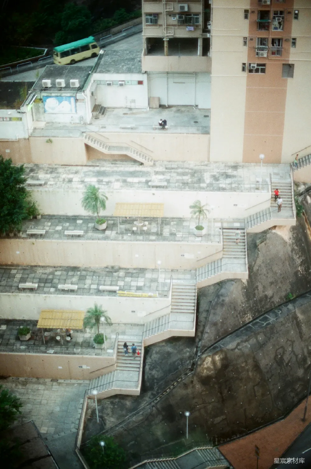 高清摄影 香港 街头 楼梯 建筑 俯瞰 香港街头的楼梯与建筑俯瞰
