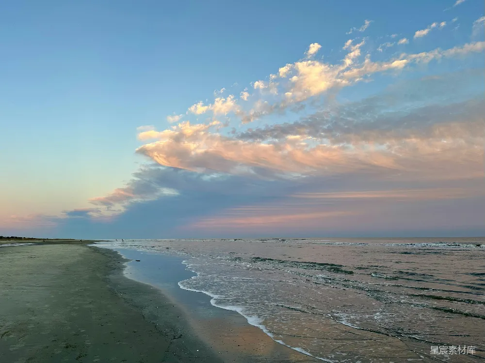 高清摄影 海滩 日落 自然 宁静 风景 日落时分的海滩