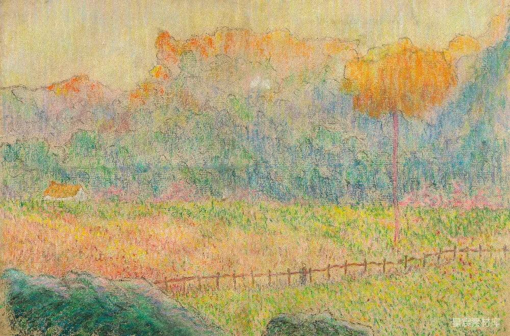 高清摄影 素描画 风景画 秋日 乡村 艺术 秋日风景素描