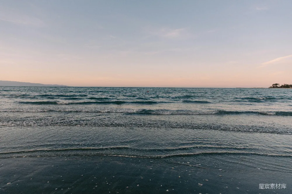 高清摄影 海滩 夕阳 宁静 海景 自然 夕阳下的宁静海滩