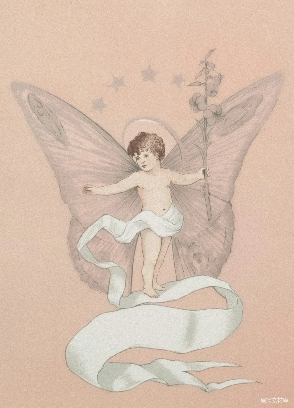 高清摄影 插画 天使 童话 梦幻 儿童 天使般的精灵插画