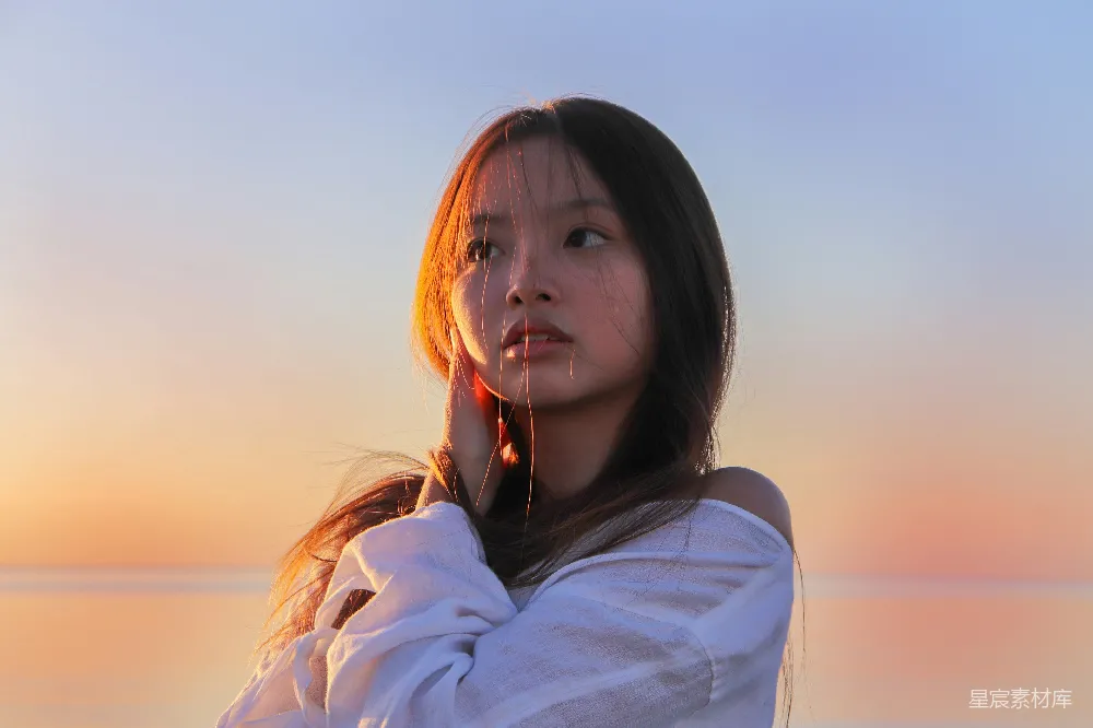 高清摄影 少女 夕阳 自然 写真 情感 夕阳下的少女