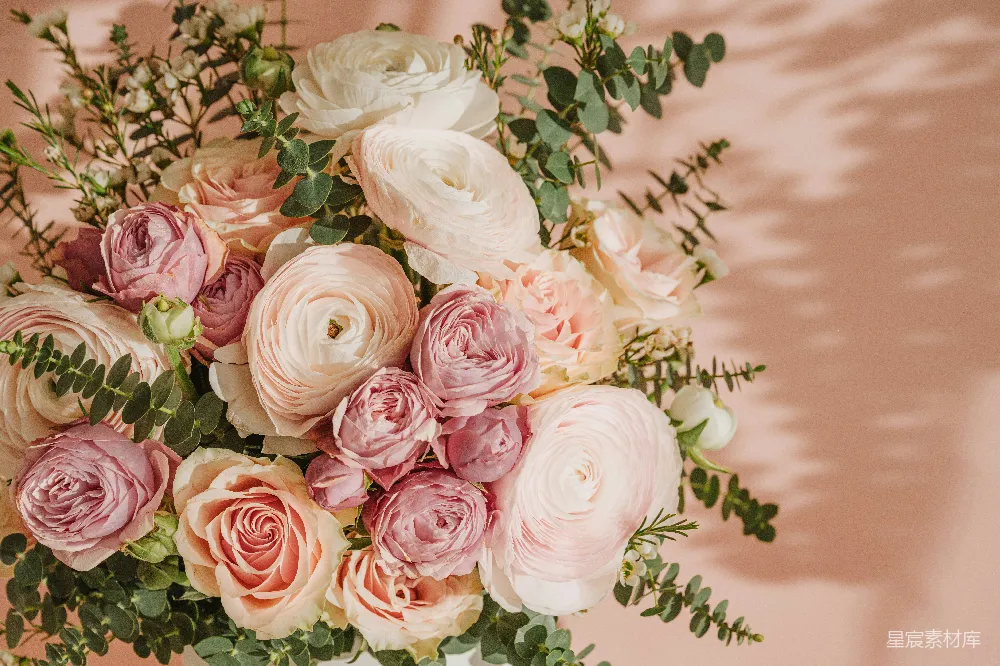 高清摄影 花束 粉色 浪漫 婚礼 装饰 粉色花束的浪漫时光