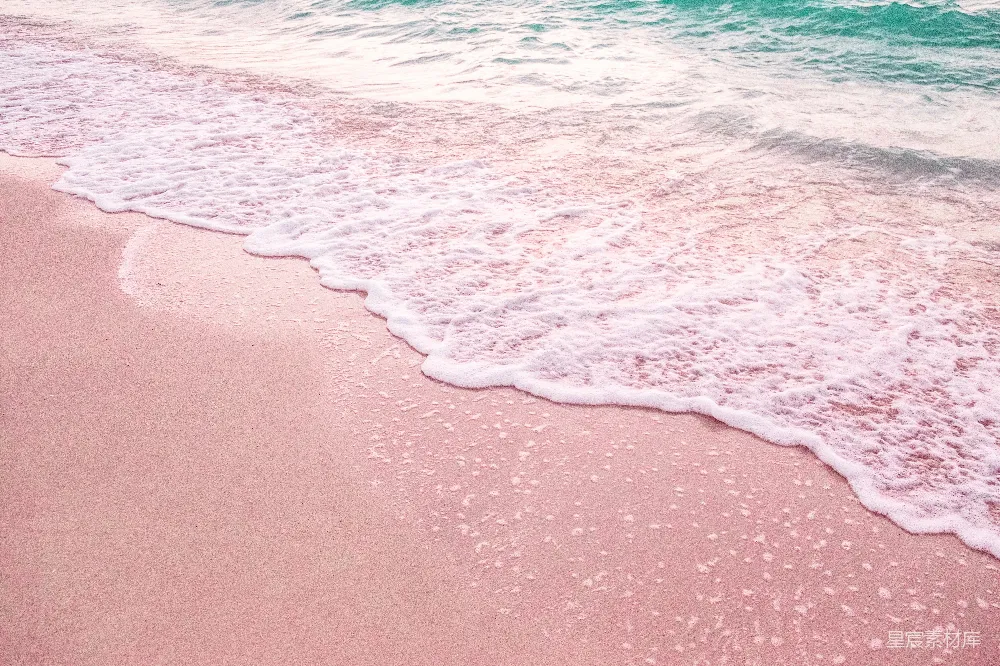 高清摄影 海滩 粉红色 海浪 自然美景 度假 粉色沙滩上的海浪