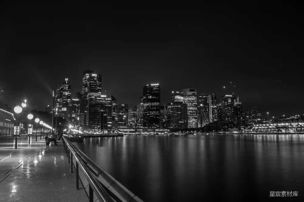 高清摄影 夜景 城市 黑白 长曝光 都市 城市夜景黑白长曝光