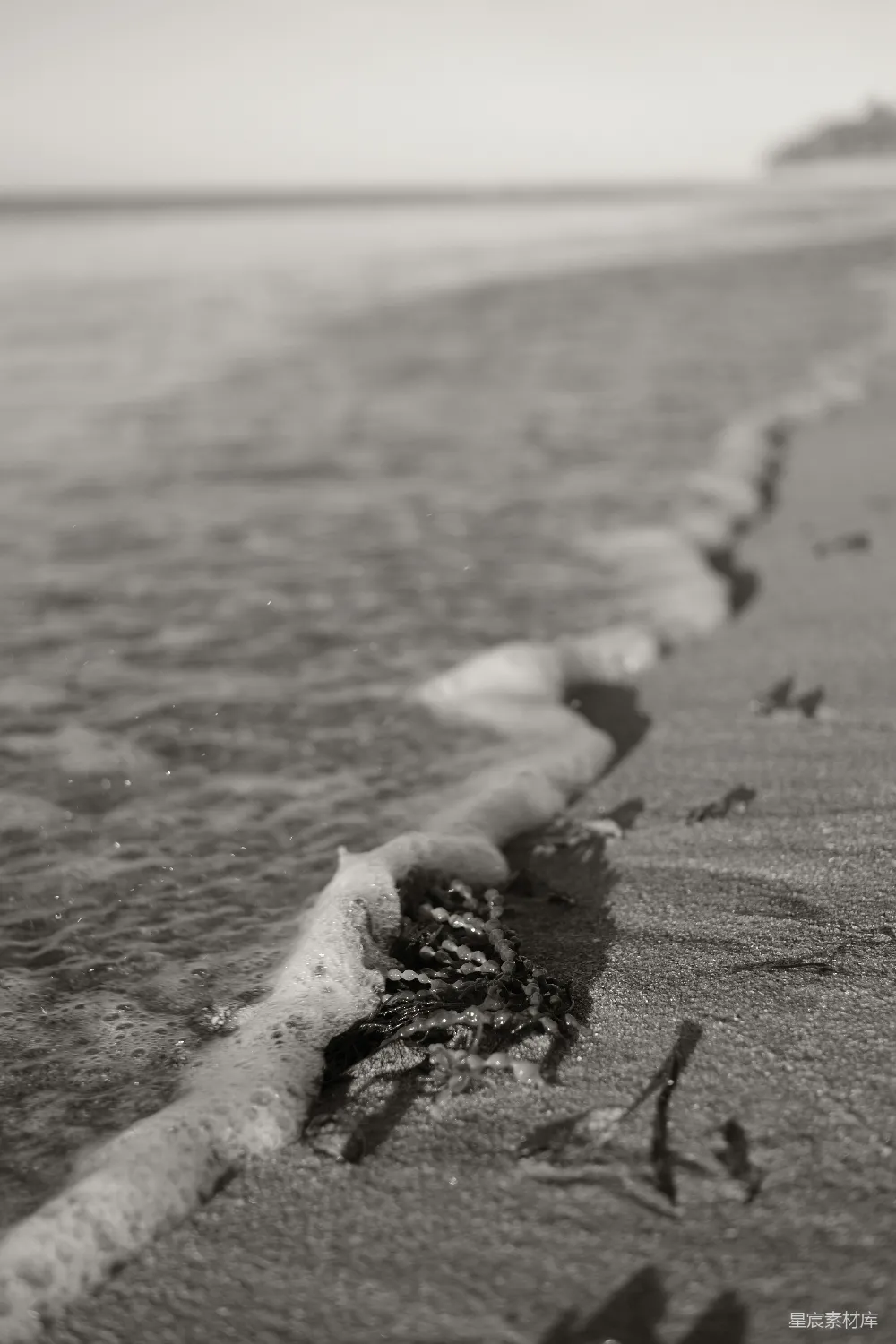 高清摄影 海滩 海浪 黑白 自然 宁静 海浪与沙滩：黑白的宁静