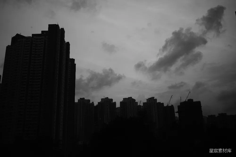 高清摄影 城市 建筑 黑白色调 天空 都市 城市剪影