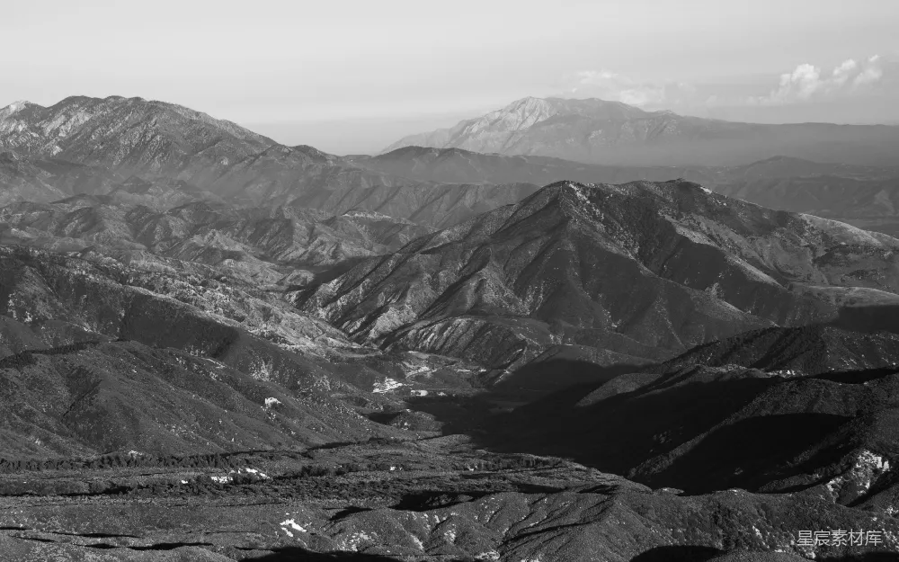 高清摄影 山脉 黑白 自然 风景 宁静 山脉的黑白剪影