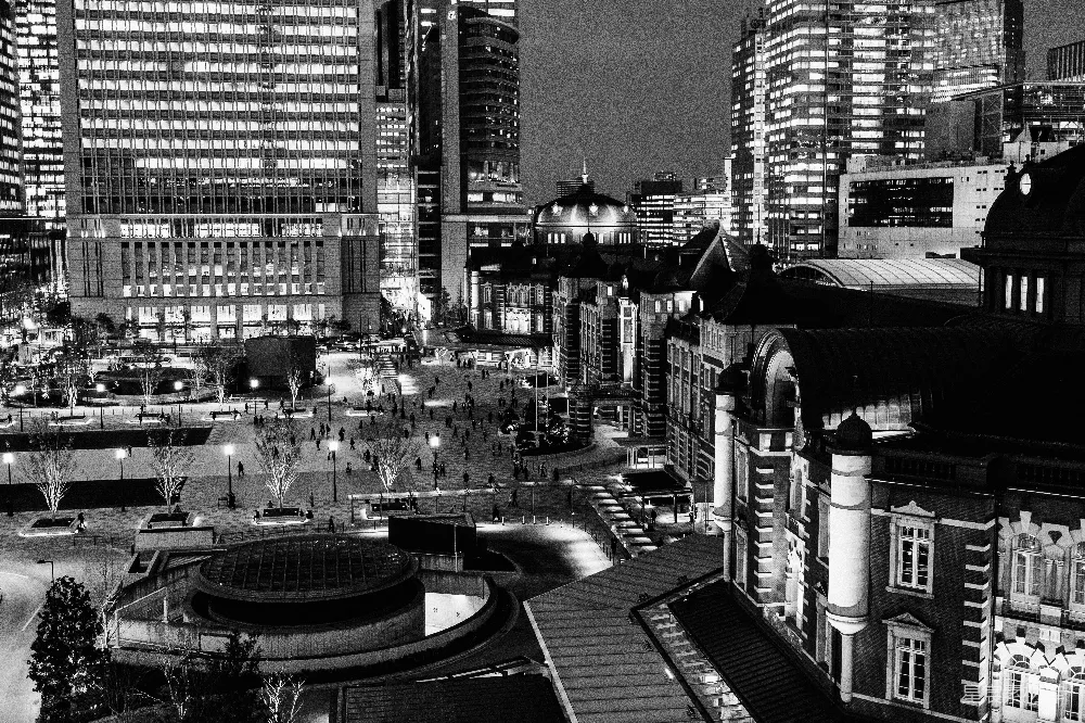 高清摄影 东京站 黑白摄影 都市夜景 建筑 城市 东京站夜景