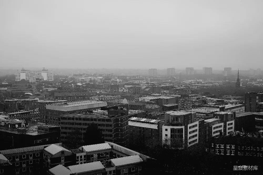 高清摄影 城市 景观 黑白 雾天 建筑 雾中城市全景