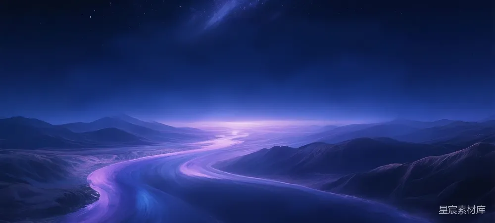 材质纹理 夜景 河流 山峦 梦幻 自然 夜幕下的蜿蜒河流