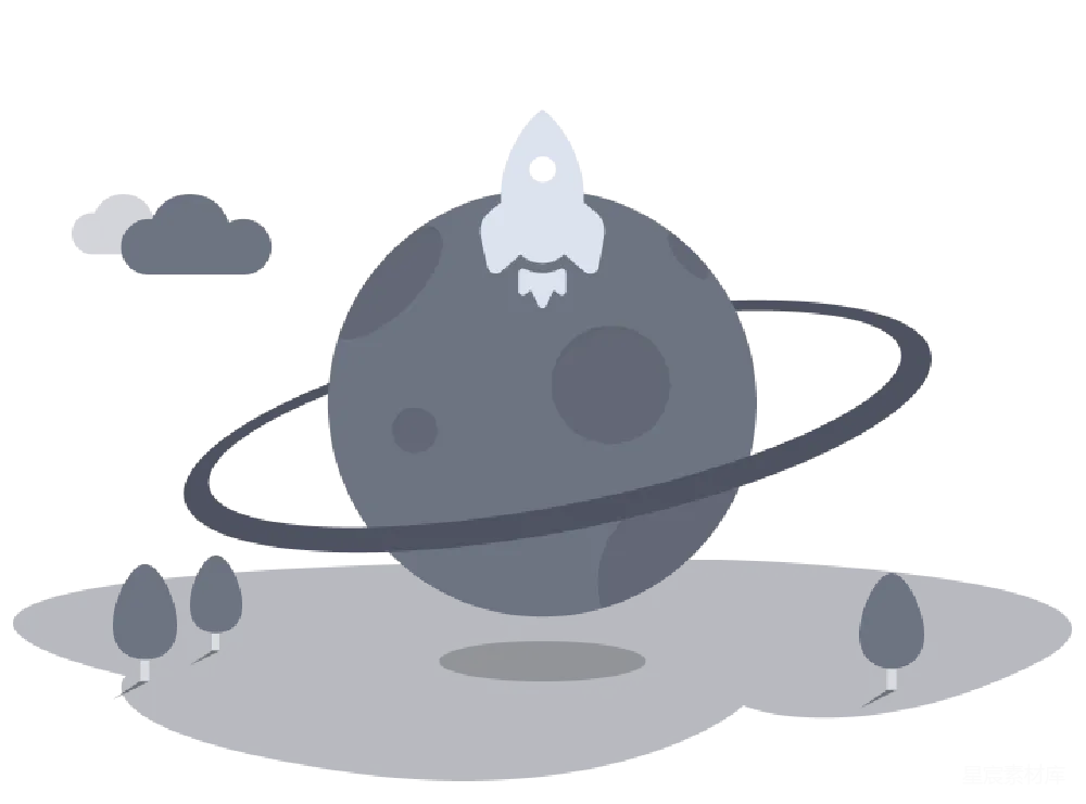 材质纹理 插画 科幻 火箭 星球 宇宙 火箭环绕星球的科幻插画