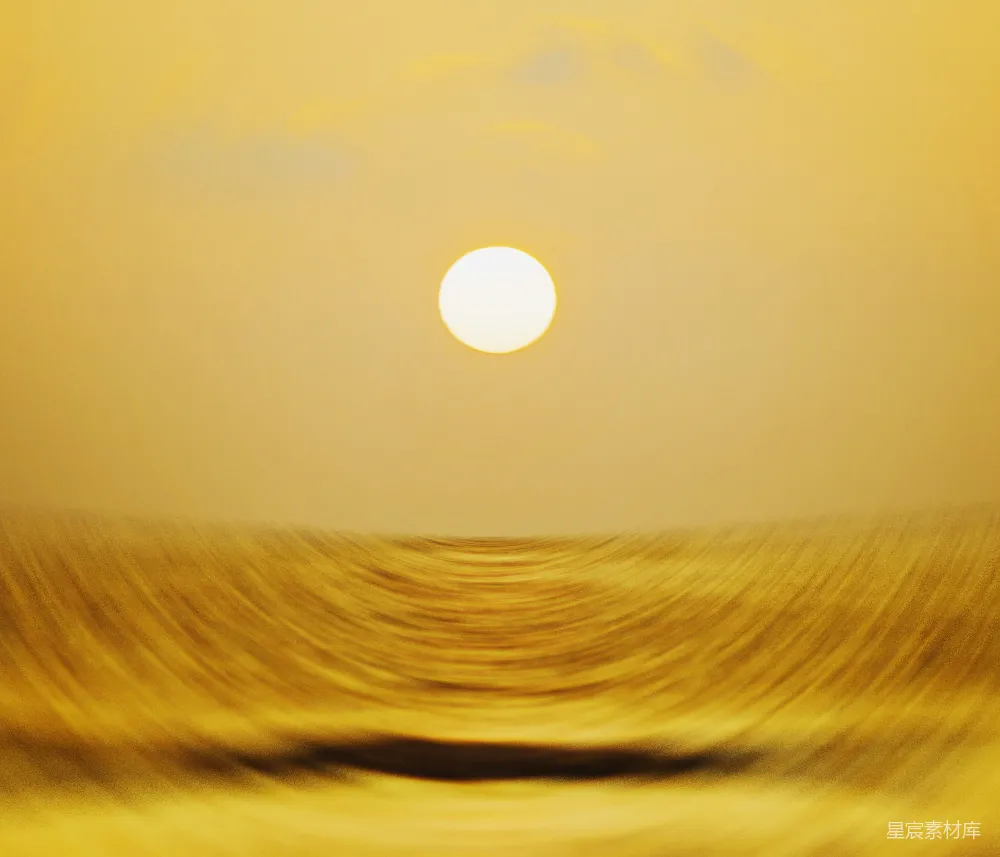高清摄影 日落 海景 抽象艺术 自然美景 宁静 金色的波浪与夕阳
