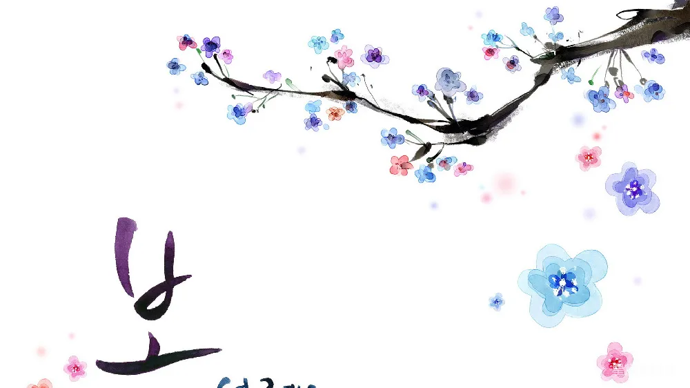高清摄影 花枝 水墨画 艺术 自然 春天 花枝点点，墨色与色彩的和谐