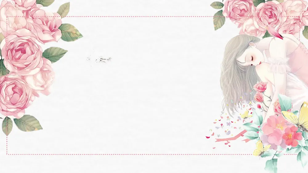高清摄影 插画 梦幻 花朵 女孩 浪漫 粉色梦境：温柔女孩与玫瑰
