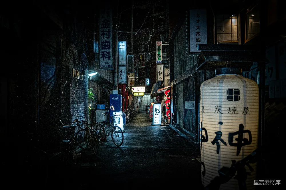 高清摄影 夜晚 小巷 灯光 城市 日本 夜幕下的小巷