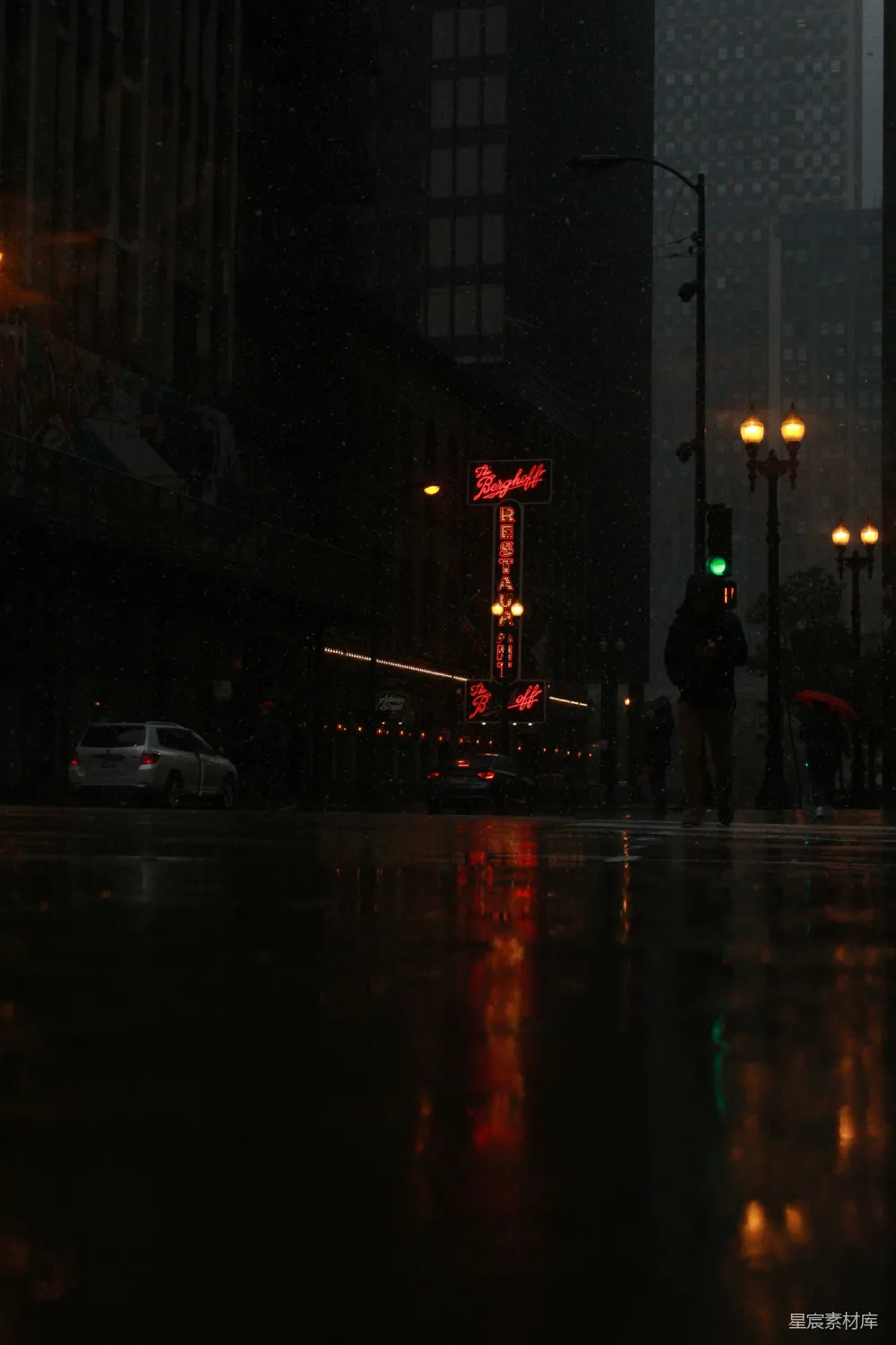 高清摄影 雨夜 城市街景 霓虹灯 夜景 街道 雨夜霓虹下的城市街景
