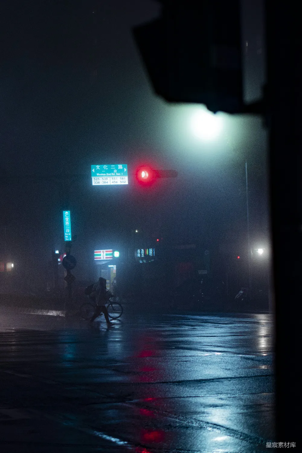 高清摄影 夜晚 城市 雨景 街景 孤独 雨夜的街灯与行人