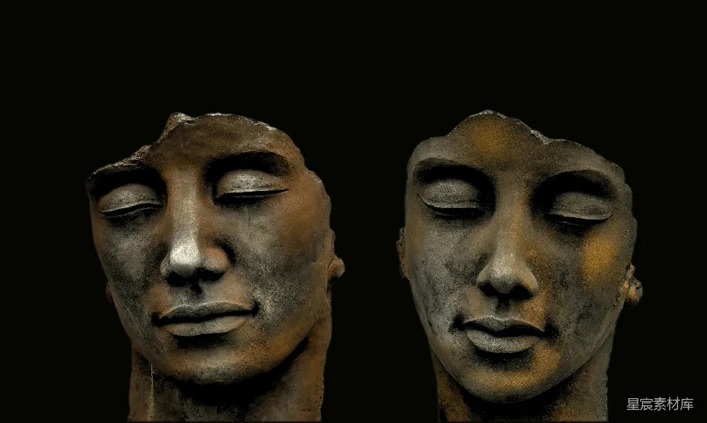 高清摄影 雕塑 沉思 艺术 对称 古代风格 沉思的双头雕塑