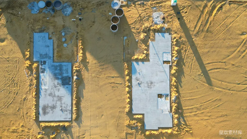 高清摄影 建筑基座 工地 俯视图 施工 基础设施 工地上的建筑基座俯视图