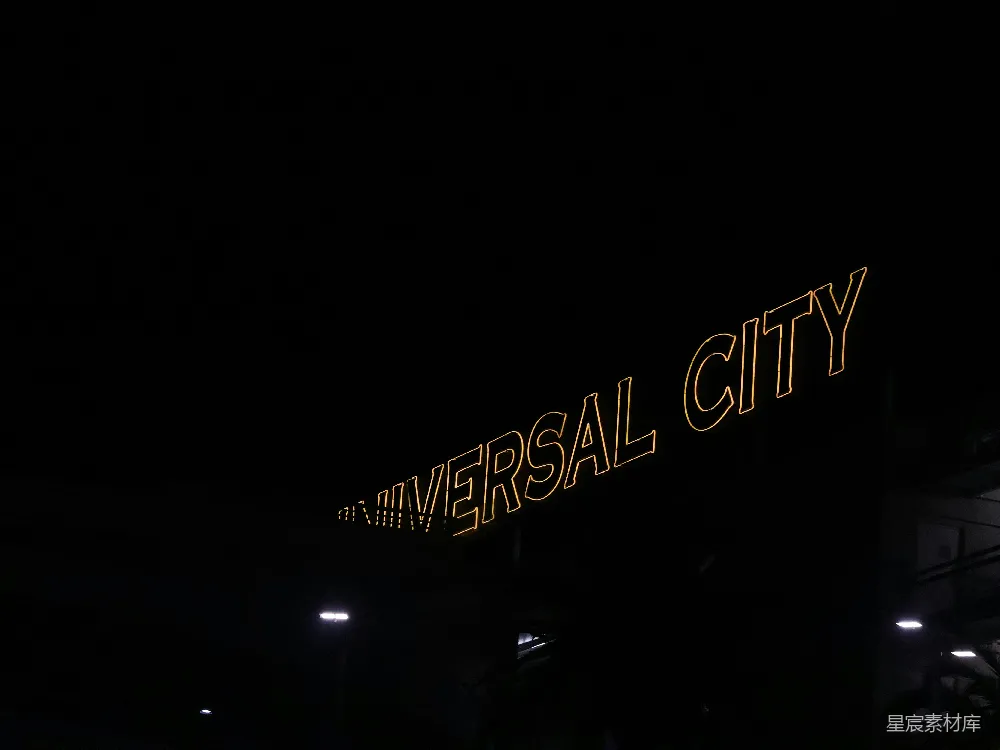 高清摄影 夜晚 霓虹灯 城市 招牌 娱乐 夜晚的Universal City霓虹灯招牌