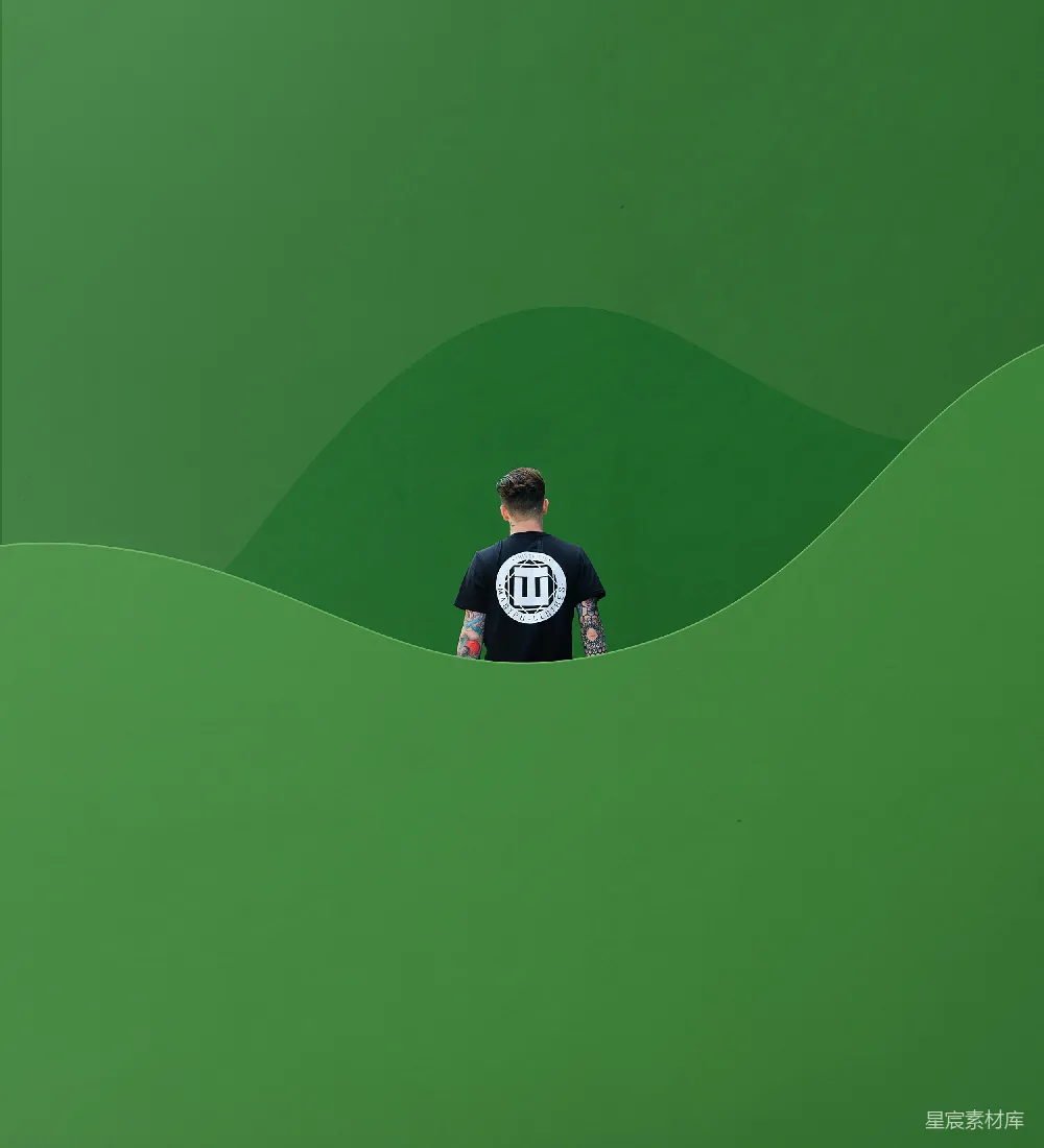 高清摄影 绿墙 背影 简洁 现代 艺术 绿墙中的背影