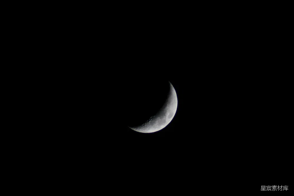 高清摄影 月亮 夜晚 自然 宁静 月相 夜空中的新月