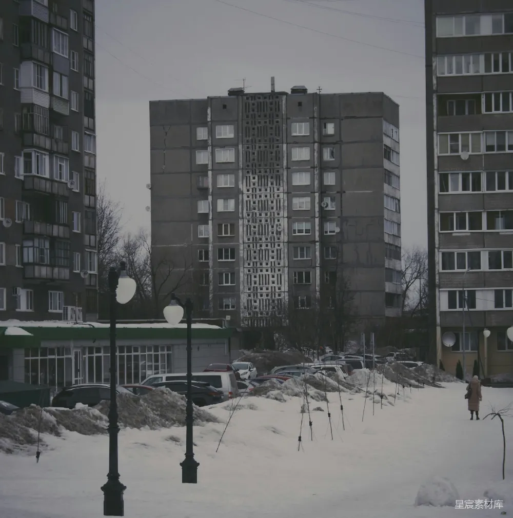 高清摄影 雪景 公寓 城市 冬季 建筑 冬日雪景中的城市公寓