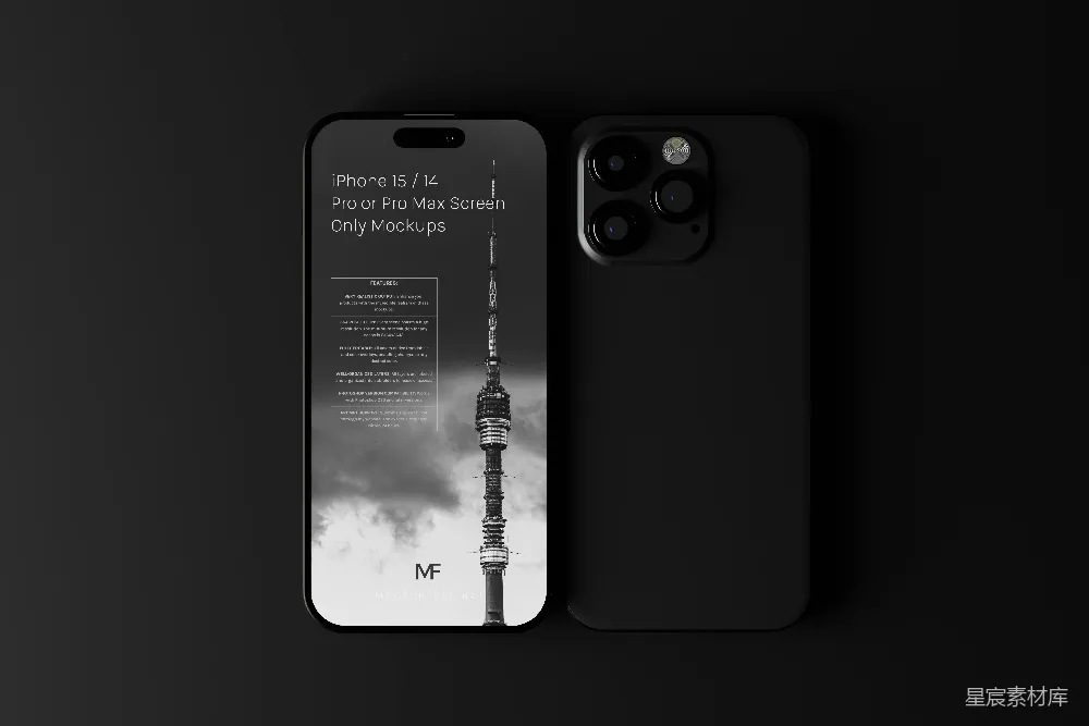 高清摄影 手机模型 展示 设计 科技 产品展示 iPhone 15/14 Pro Max Screen Only Mockup