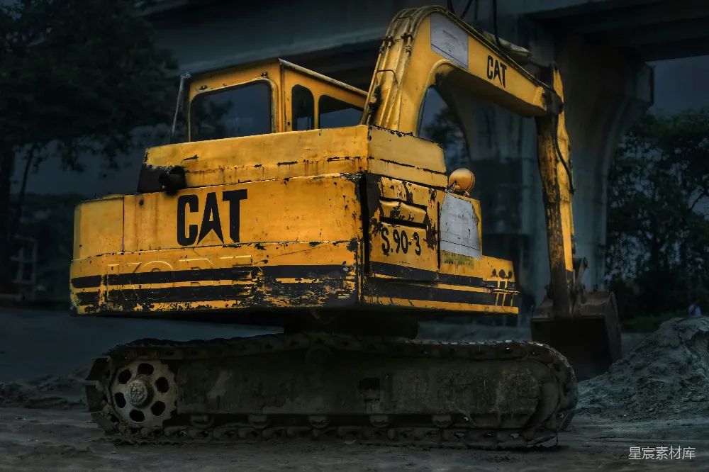 高清摄影 挖掘机 建筑设备 旧设备 工业 施工 旧式CAT挖掘机特写