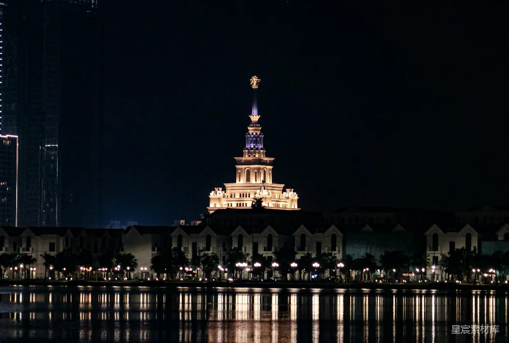高清摄影 夜景 城市建筑 现代风格 城市天际线 城市夜景 夜幕下的现代建筑群