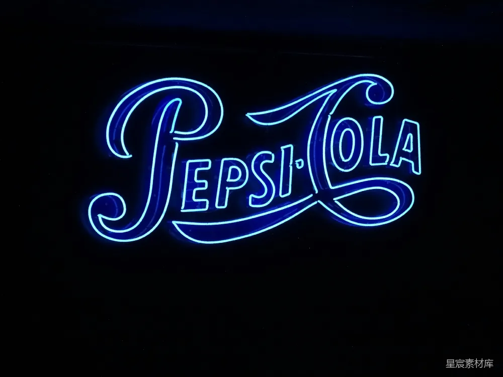 高清摄影 Pepsi-Cola 霓虹灯 复古风格 广告牌 夜晚 Pepsi-Cola霓虹灯招牌