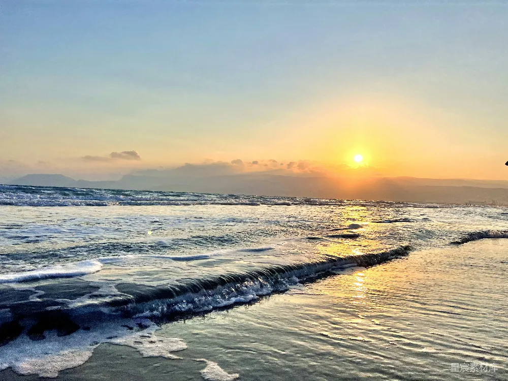 高清摄影 海滩 夕阳 自然风光 宁静 日落 夕阳下的海滩