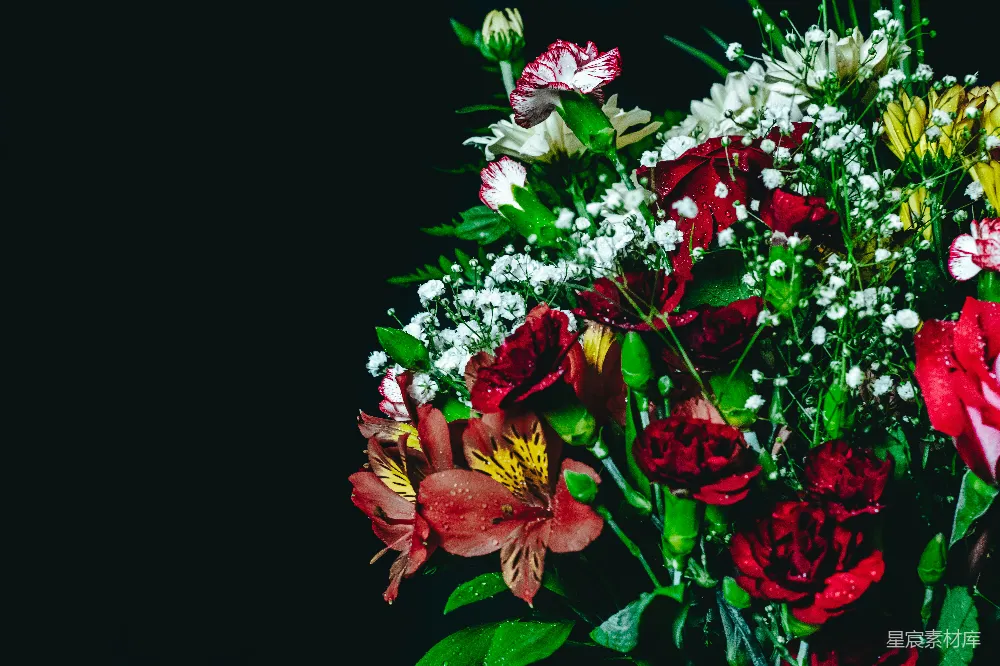 高清摄影 花束 花卉 婚礼 节日 装饰 璀璨花束：红色与白色交织的美丽