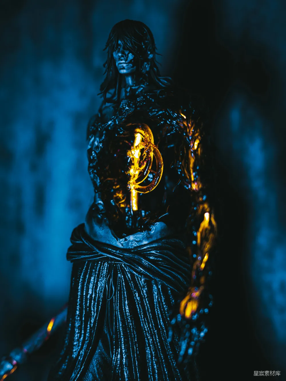 高清摄影 黑暗 战士 神秘 雕像 幻想 黑暗中的神秘战士