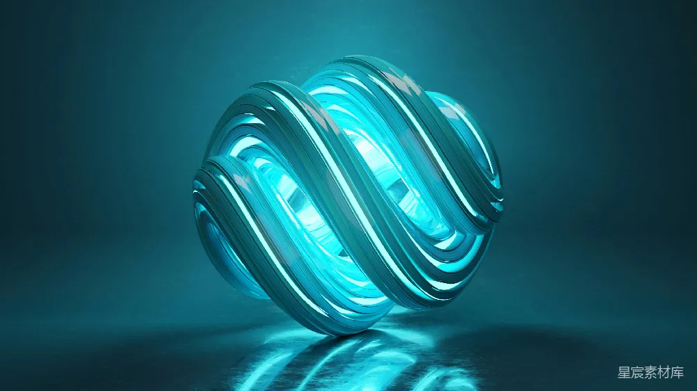 高清摄影 3D渲染 抽象艺术 蓝色 现代风格 科技背景 蓝光扭曲球体