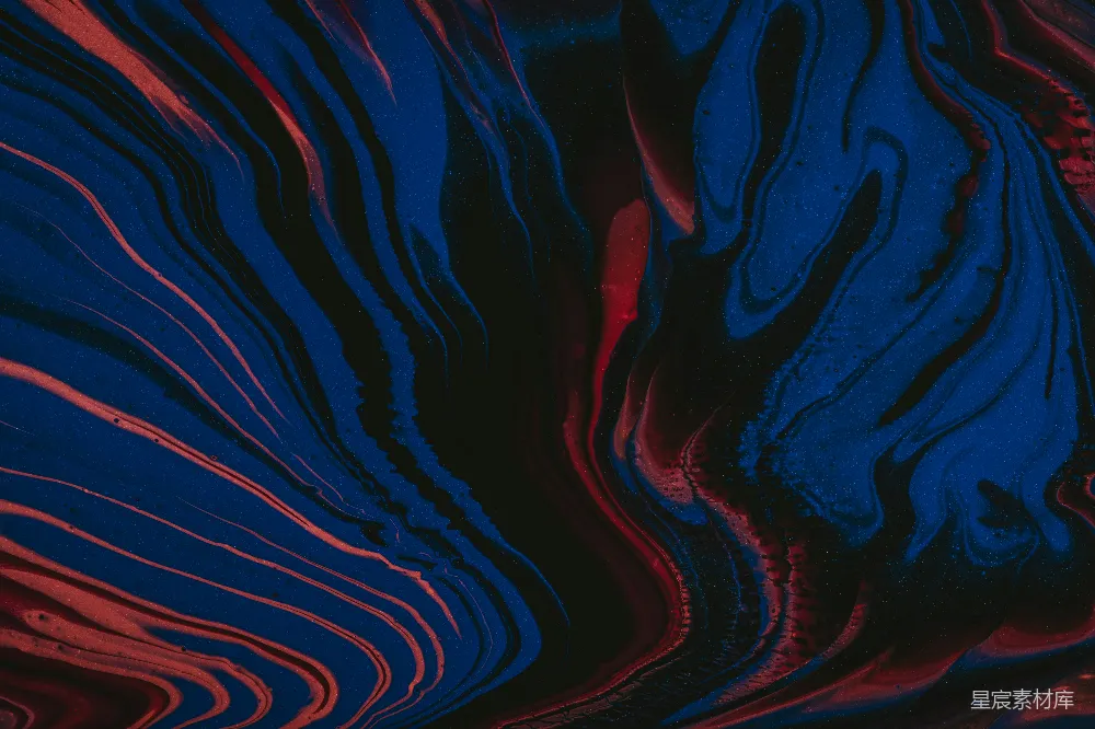 高清摄影 抽象艺术 深蓝色 红色 现代风格 背景素材 流动的夜色：深蓝与红色的抽象艺术