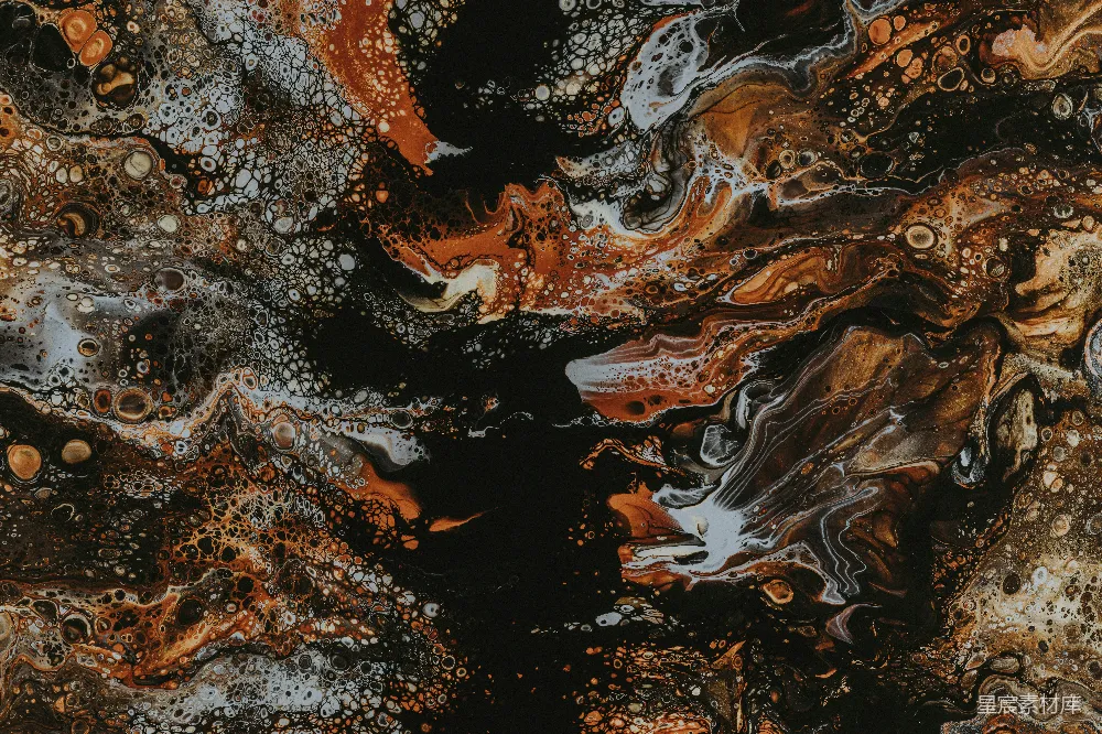 高清摄影 抽象艺术 液体纹理 流动图案 深色调 自然风格 抽象流动的液体艺术