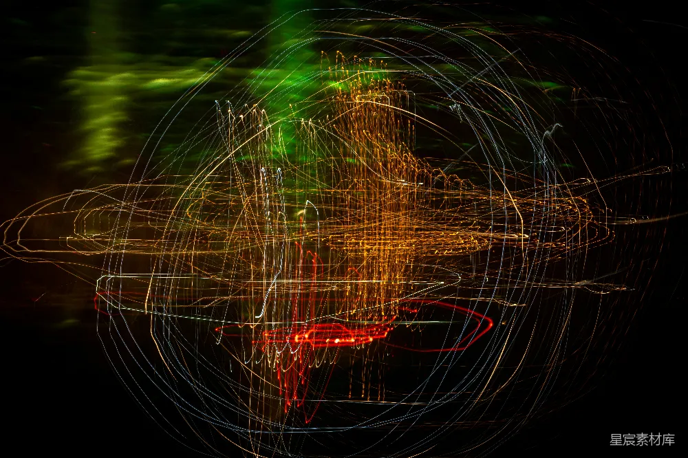 高清摄影 光绘 抽象艺术 色彩 线条 夜景 光绘艺术：抽象的色彩与线条