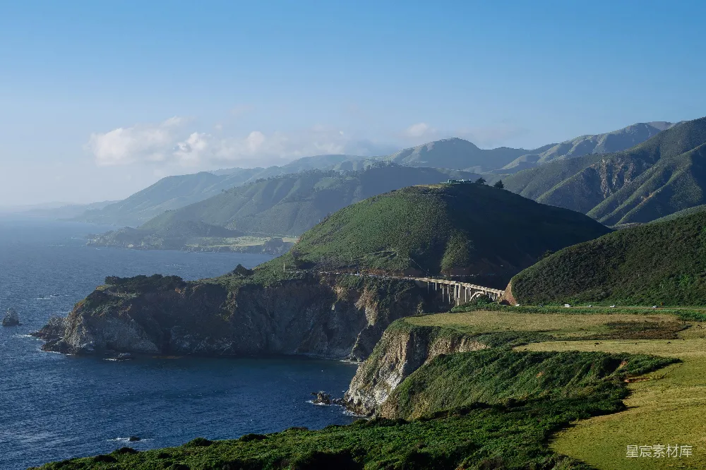 高清摄影 加州 海岸线 大苏尔 山脉 自然风光 加州海岸线上的大苏尔山脉