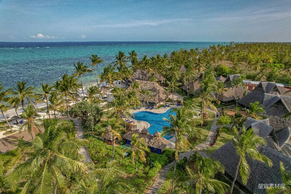 高清摄影 海滩 度假村 热带风情 空中视角 休闲度假 海滨度假村俯瞰图