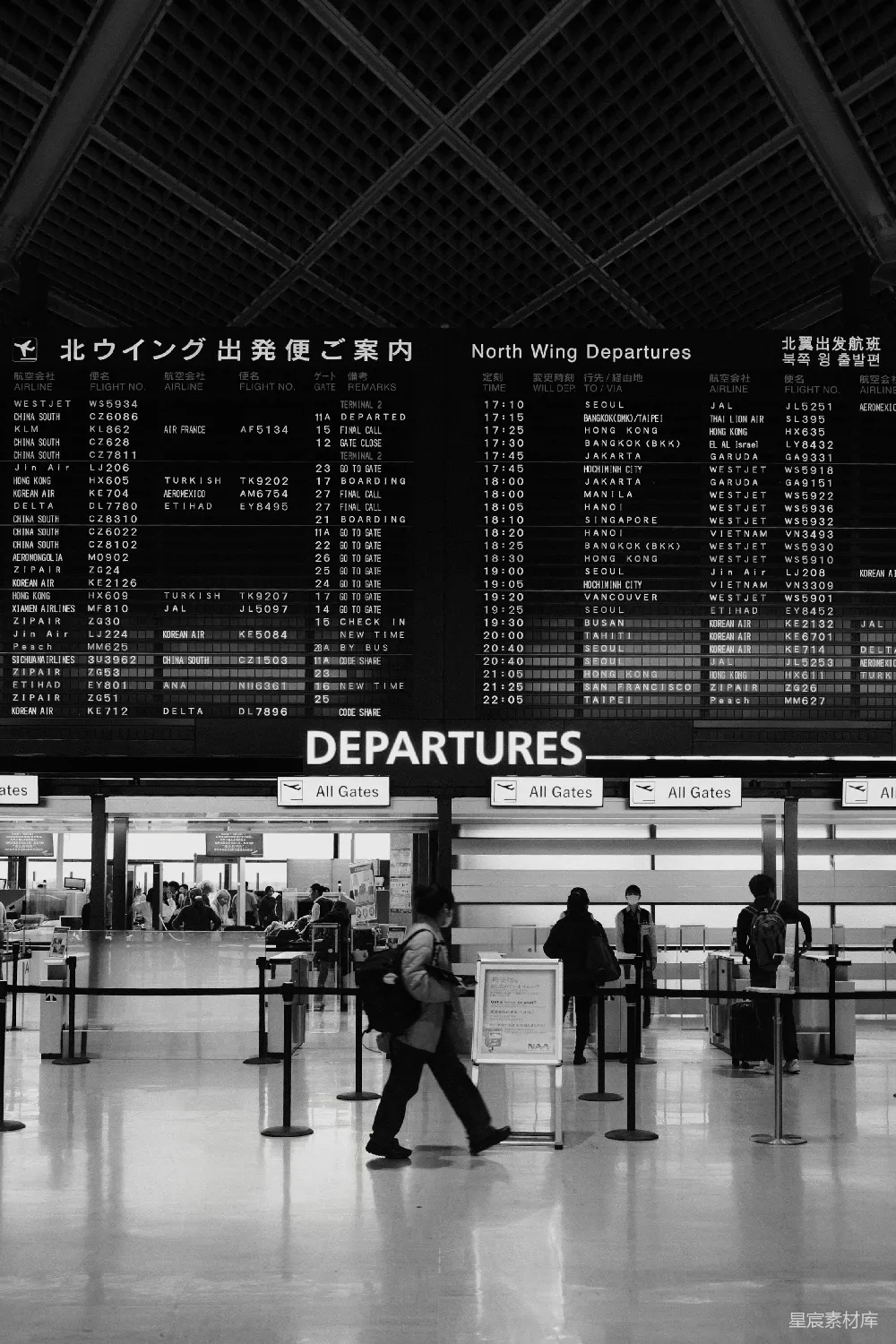 高清摄影 机场 航班 信息牌 黑白 旅途 黑白机场出发航班信息牌