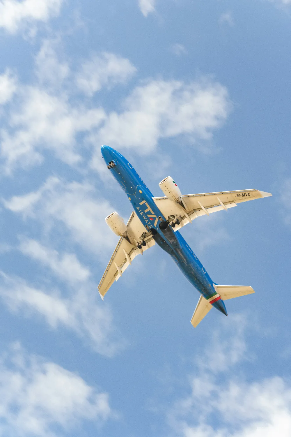 高清摄影 飞机 蓝天 白云 意大利航空 航空 蓝天白云下的意大利航空飞机