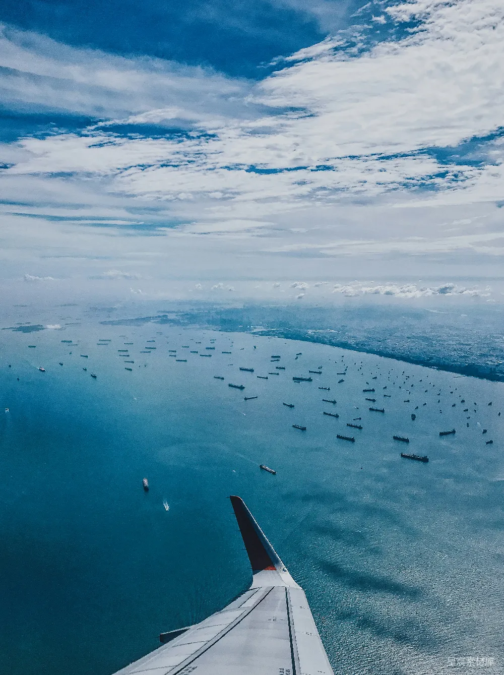 高清摄影 海景 航空 船舶 旅途 城市 空中俯瞰繁忙港口